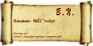 Bauman Nándor névjegykártya