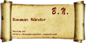 Bauman Nándor névjegykártya